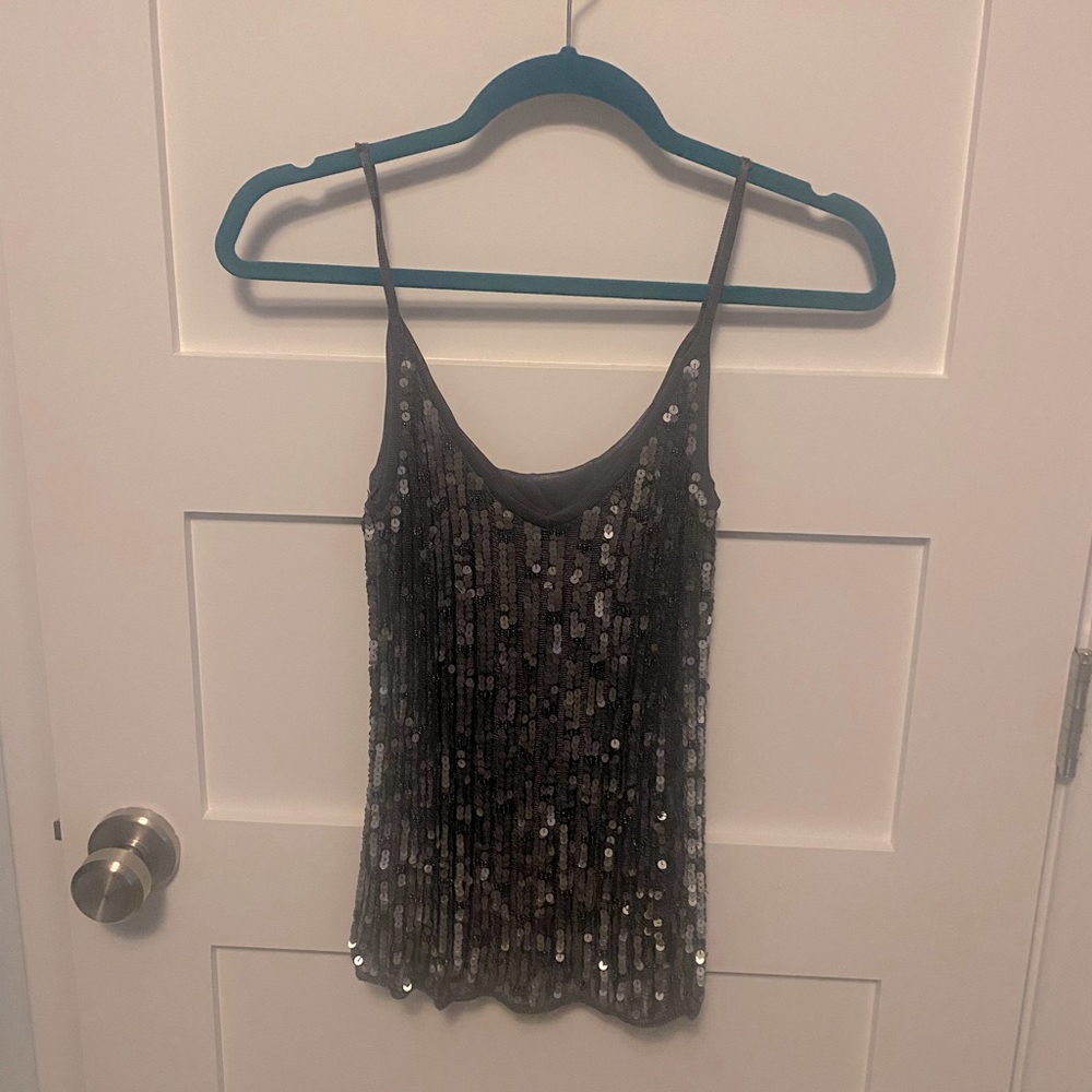 Size small sequin tank cami silver/pewter